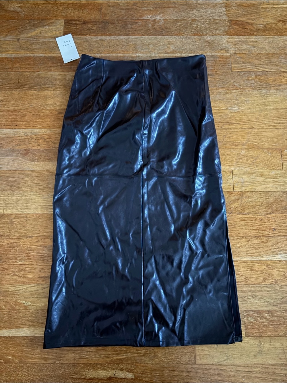Faux Leather Black Midi Pencil Skirt Size 4